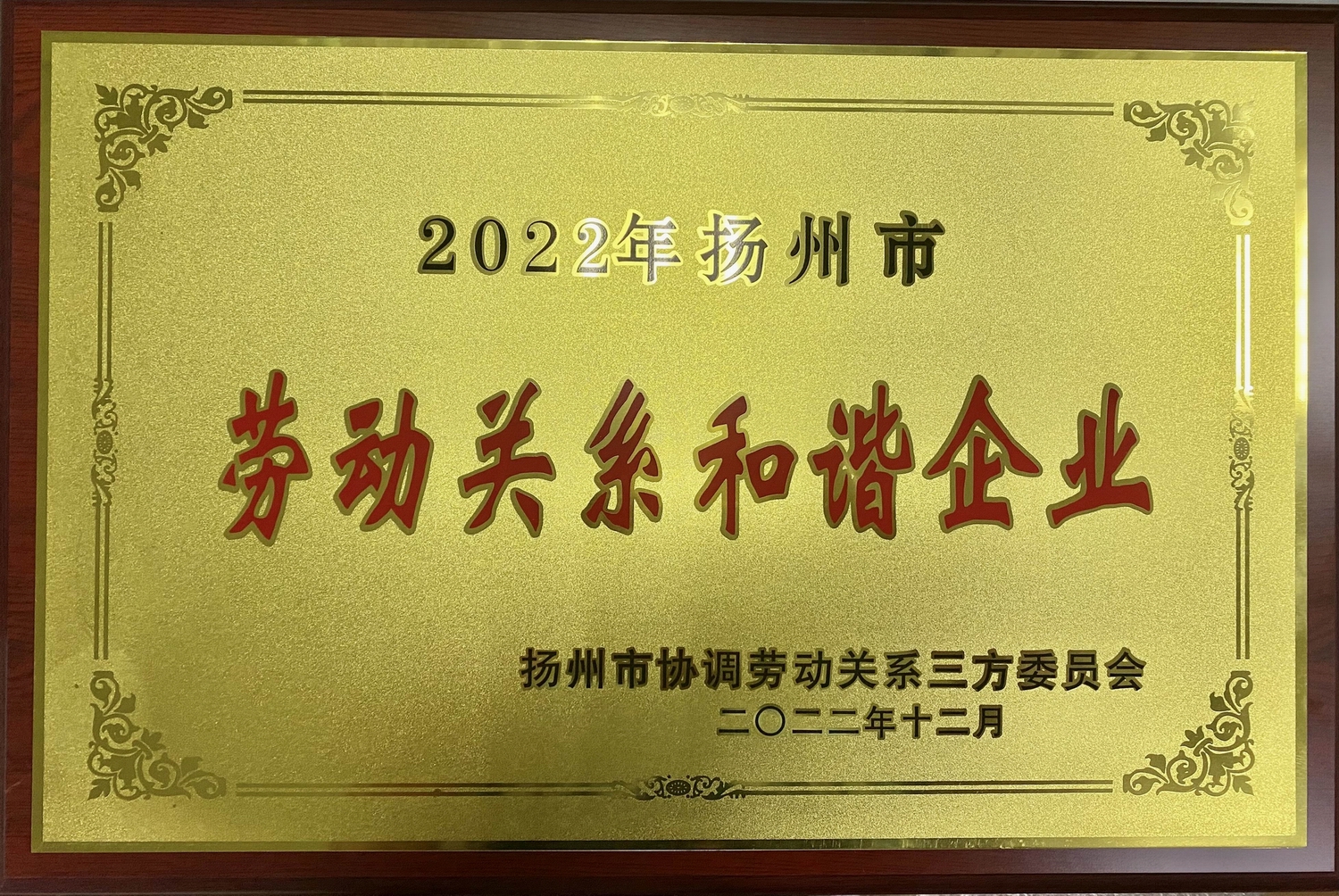 喜訊！江蘇帝一集團榮獲“2022年揚州市勞動關(guān)系和諧企業(yè)”稱號(圖2)